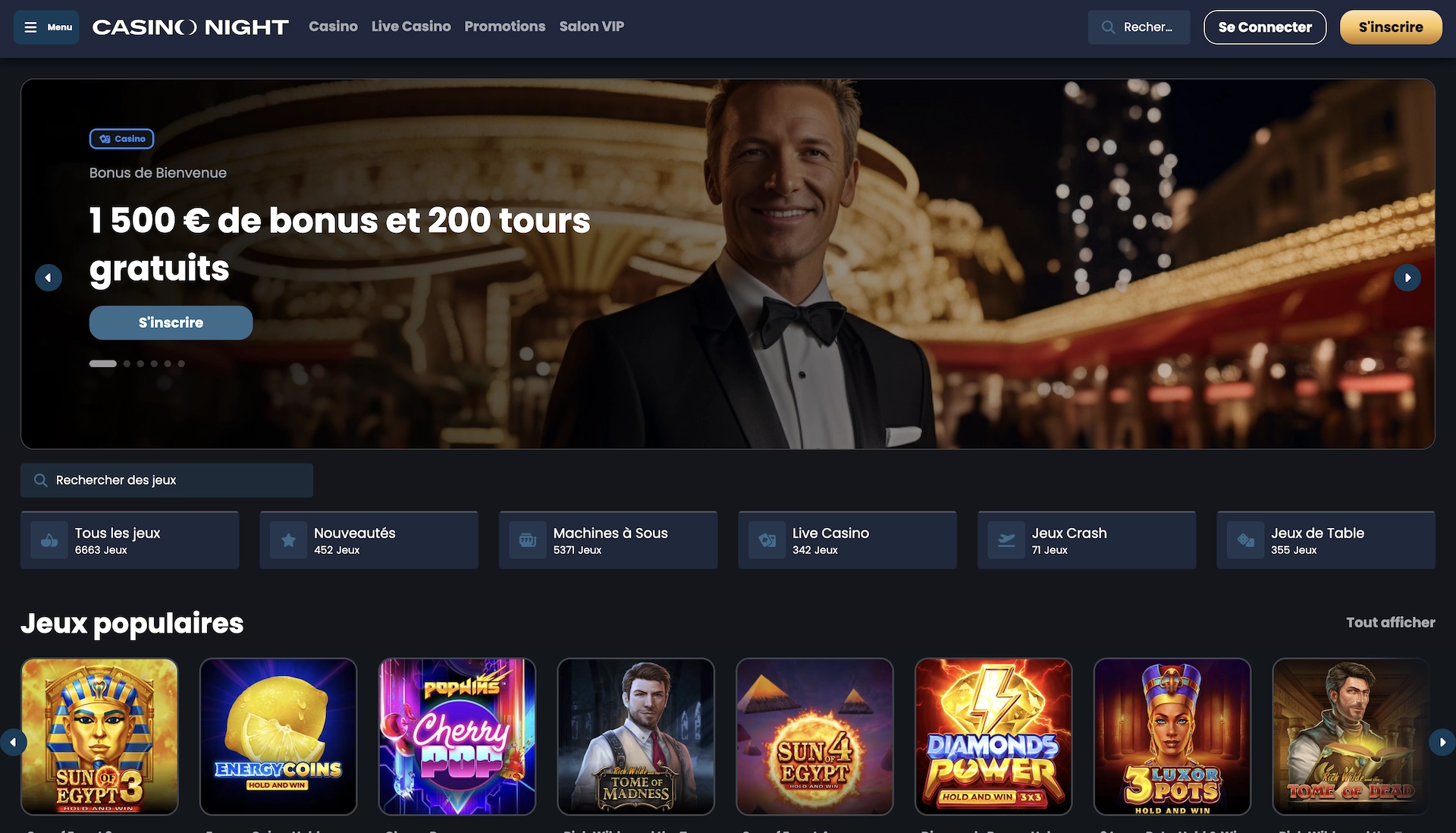 page d'accueil en fran&ccedil;ais du casino en ligne Casino Night