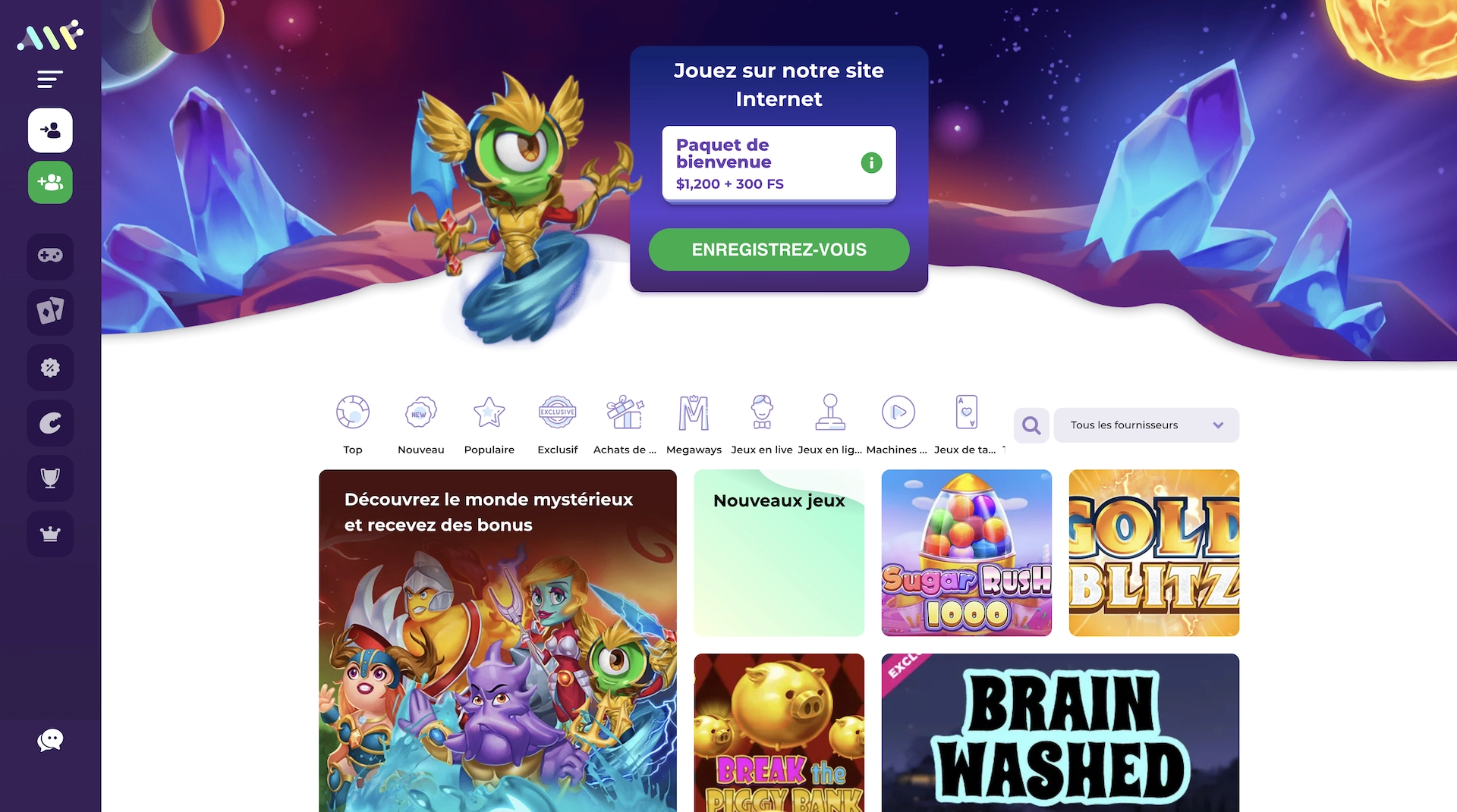 page d'accueil en français de AlfCasino