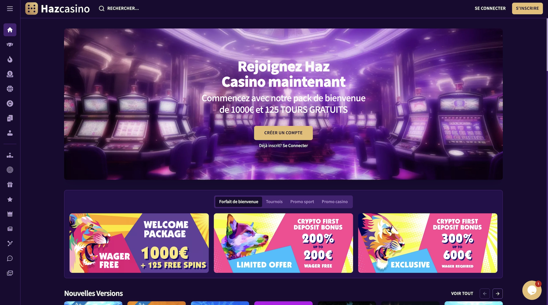 page d'accueil en fran&ccedil;ais de Haz Casino