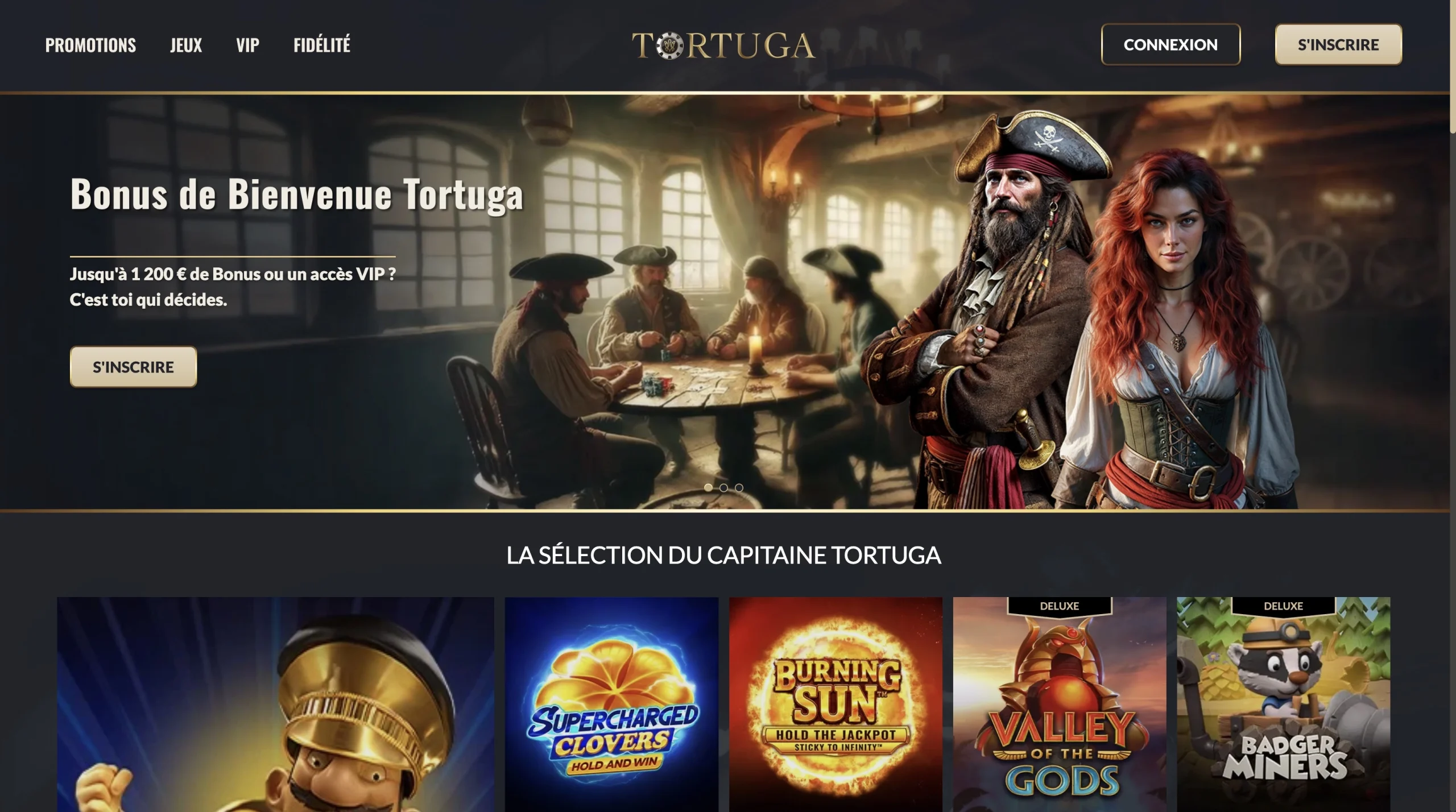 page d'accueil en fran&ccedil;ais de Tortuga casino en ligne