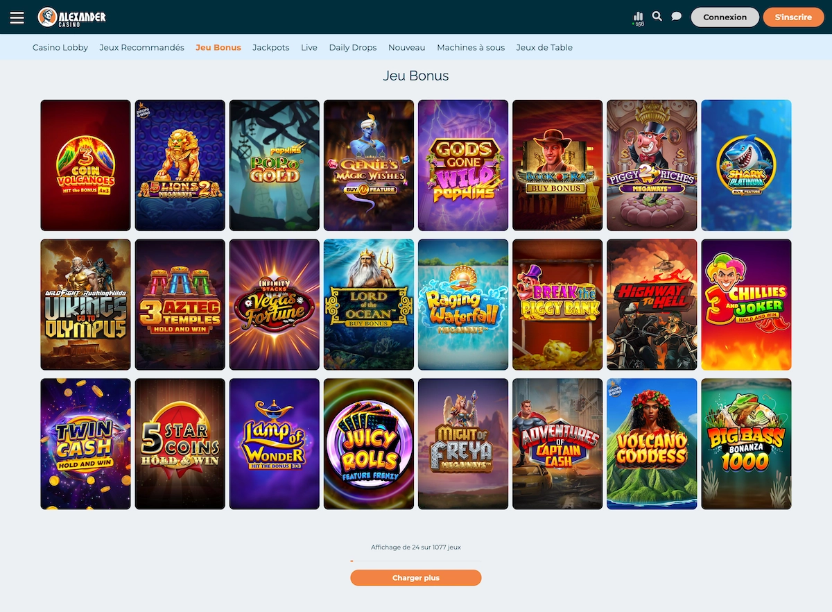 page jeux du casino en ligne Alexander