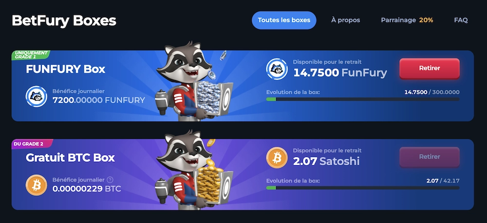 promotion Betfury Boxes sur le site de jeu en ligne Betfury