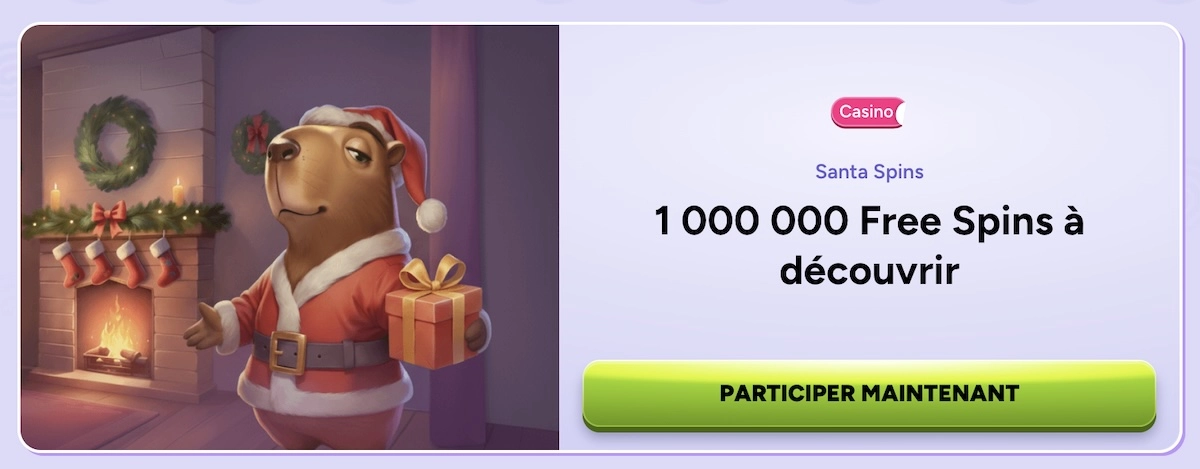 promotion Santa Spins pour gagner des free spins sur Spinbara casino pendant no&euml;l