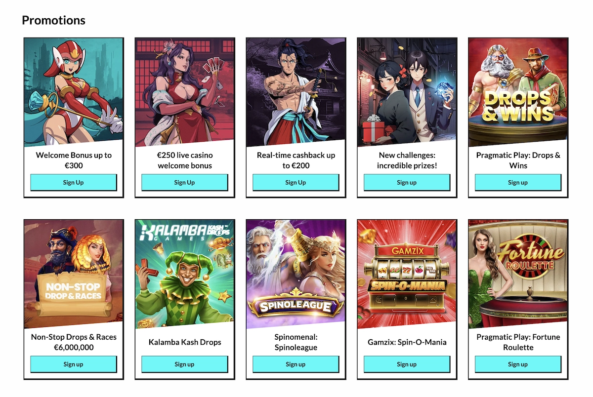 toutes les promotions de Manga Casino qui vont du bonus de bienvenue aux concours et qu&ecirc;tes