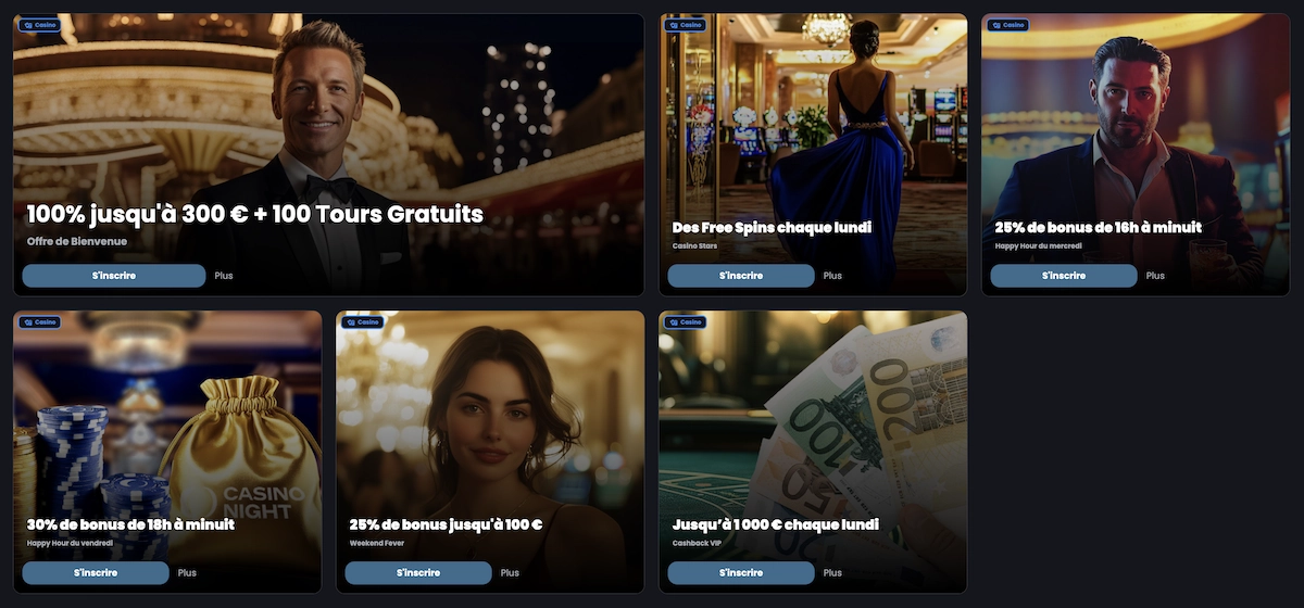 liste des promotions et bonus et en cours sur Casino Night