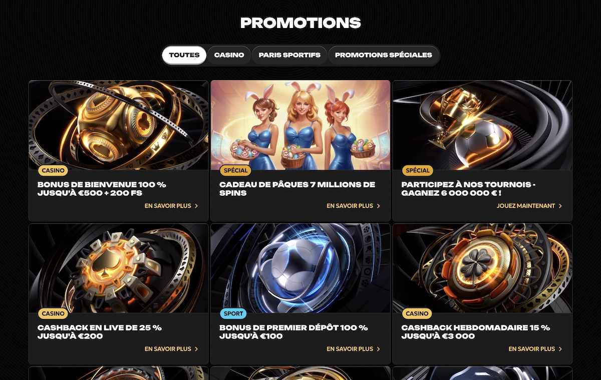 promotions sur le casino en ligne Spinsy