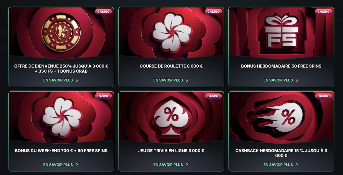 liste des promotions de casino de Kinbet