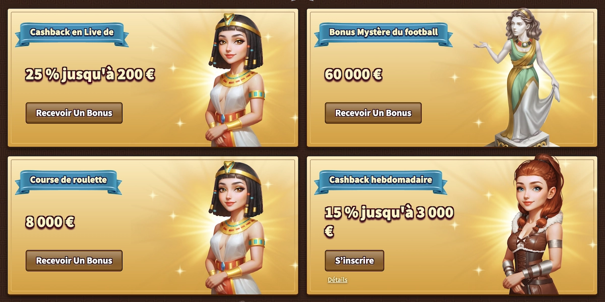 liste des promotions et bonus en cours sur My Empire Casino