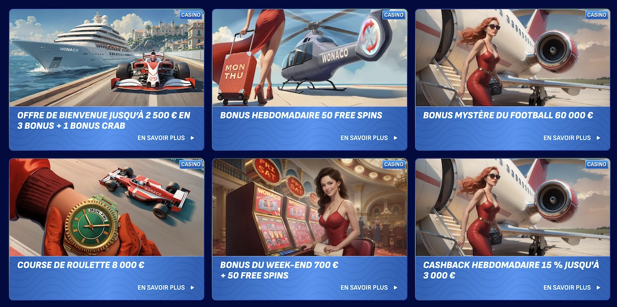 liste des promotions et bonus en cours sur Wonaco Casino