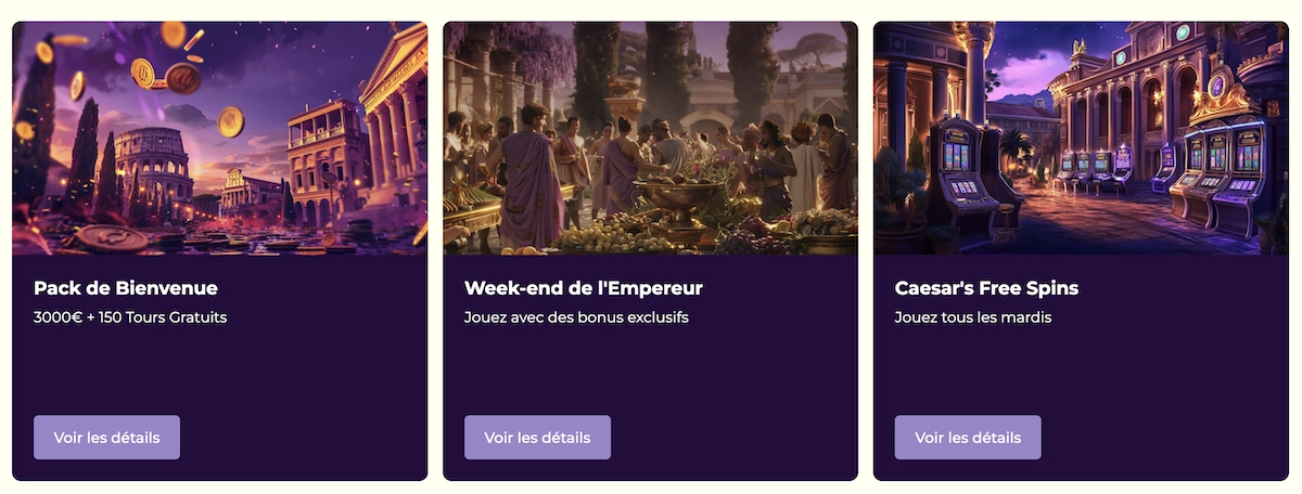 listes des promotions et bonus en cours sur le casino Julius