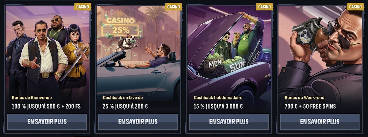 les promotions et bonus en cours sur Mafia Casino
