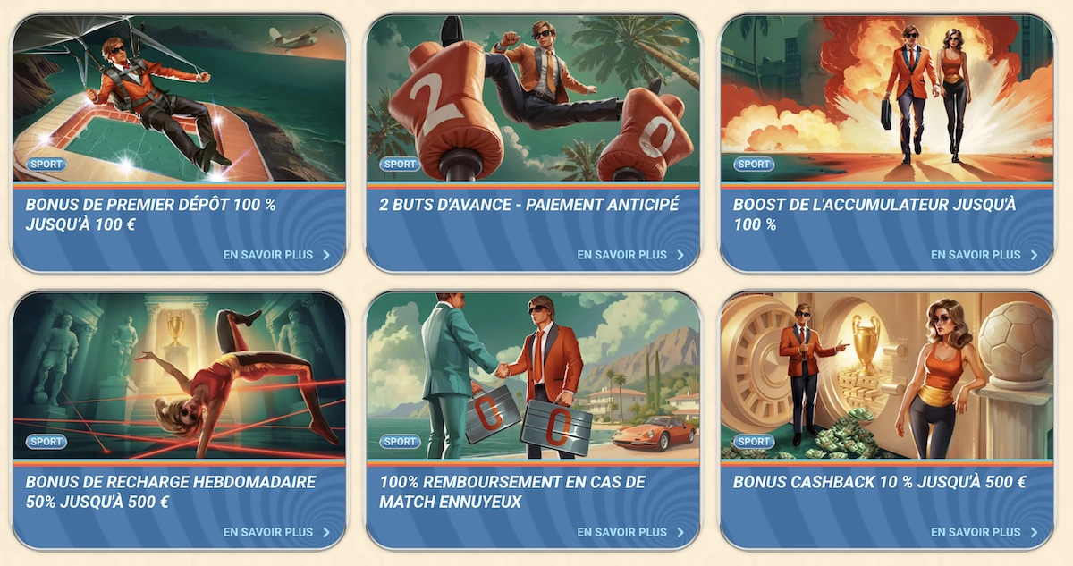 Promotions sportives disponibles sur Vegasino Casino avec bonus et cashback