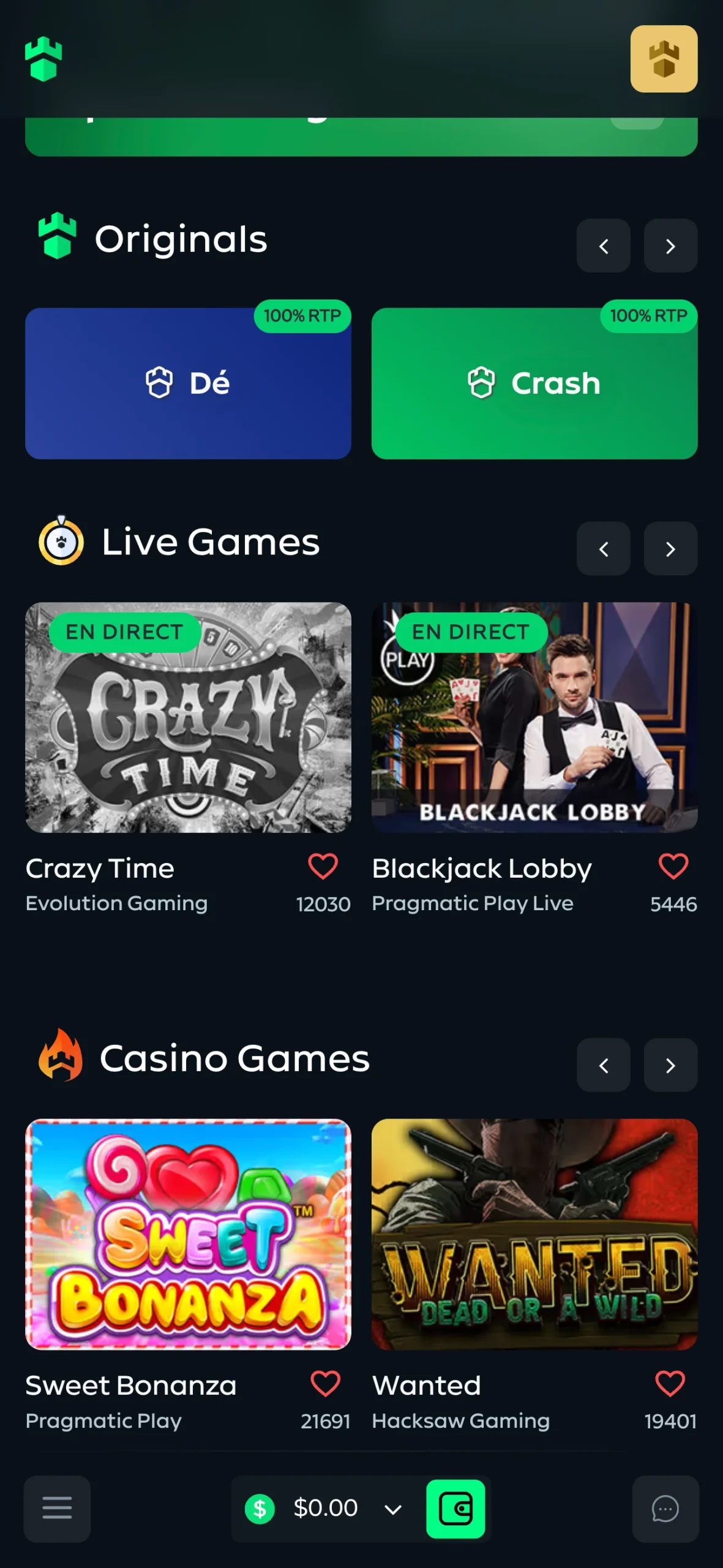 design mobile du casino en ligne Gamdom
