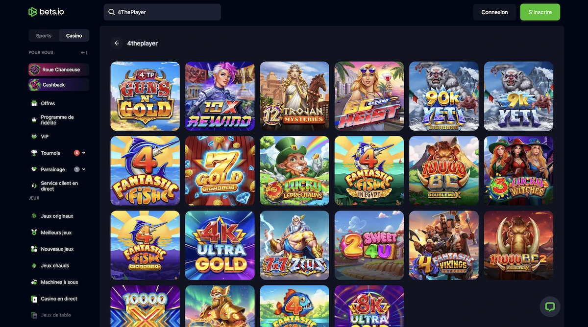 jeux du studio 4ThePlayer sur le casino Bets.io