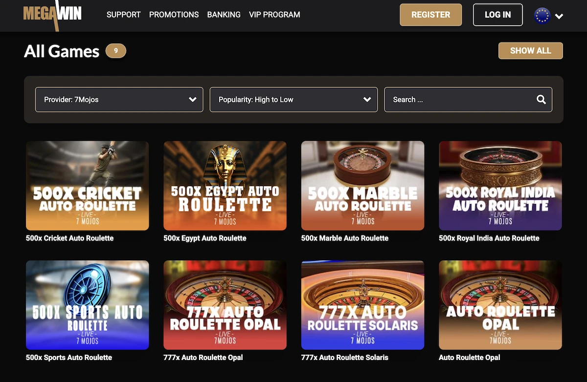 selection de jeux 7Mojos sur Megawin