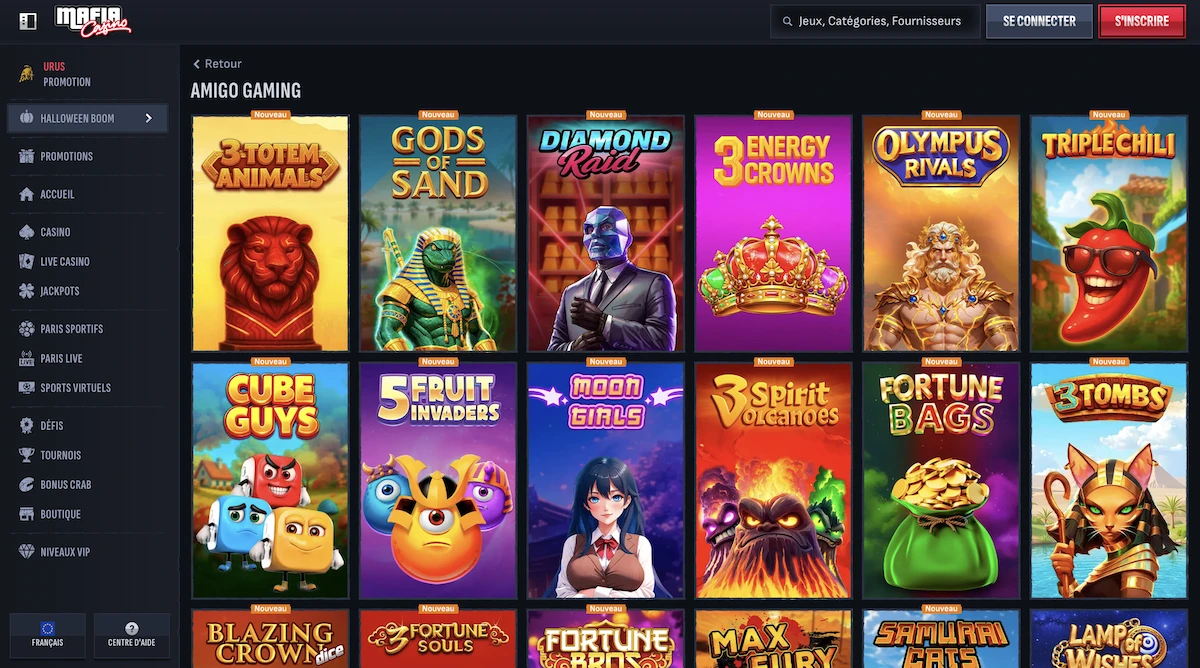 S&eacute;lection de jeux Amigo Gaming sur Mafia Casino