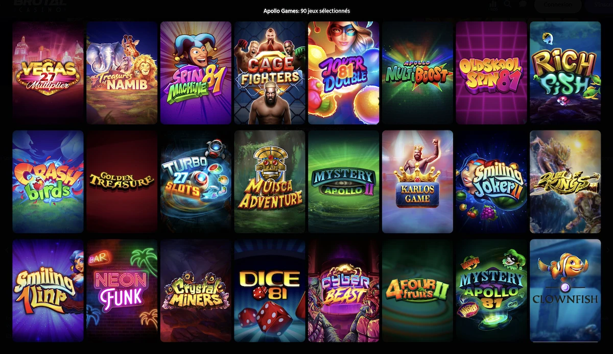 jeux du studio Apollo sur le casino Brutal Casino