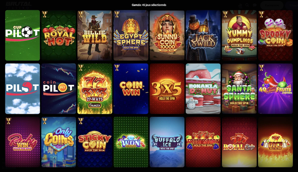 jeux du studio Gamzix sur le casino Brutal Casino