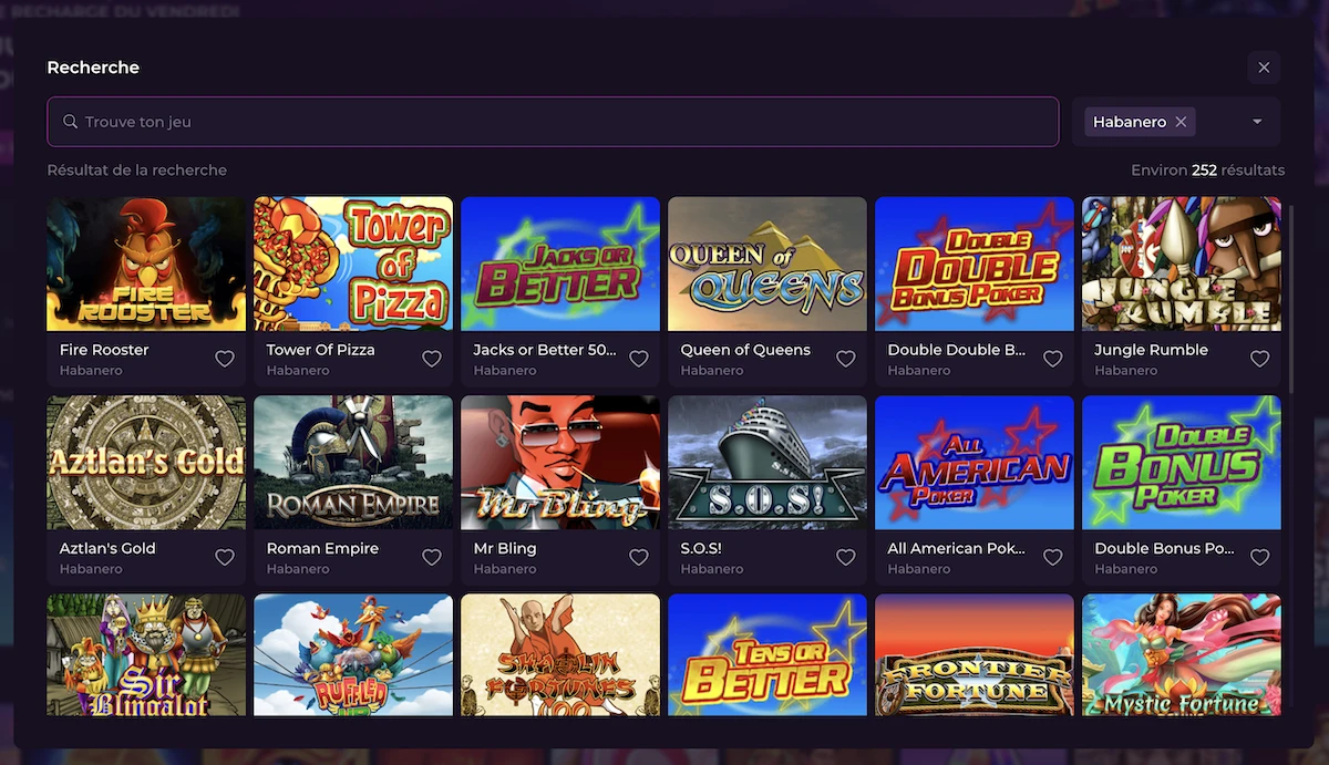 Selection de jeux Habanero sur le casino en ligne Rockstar Casino