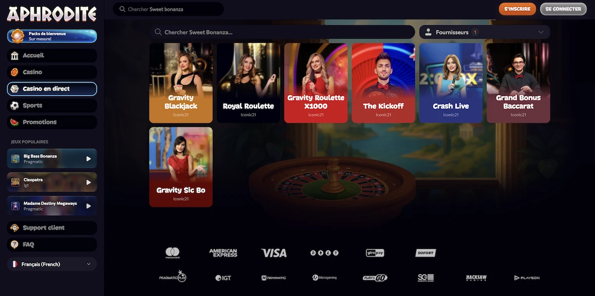 selection de jeux Iconic21 sur le casino en ligne Aphrodite Casino