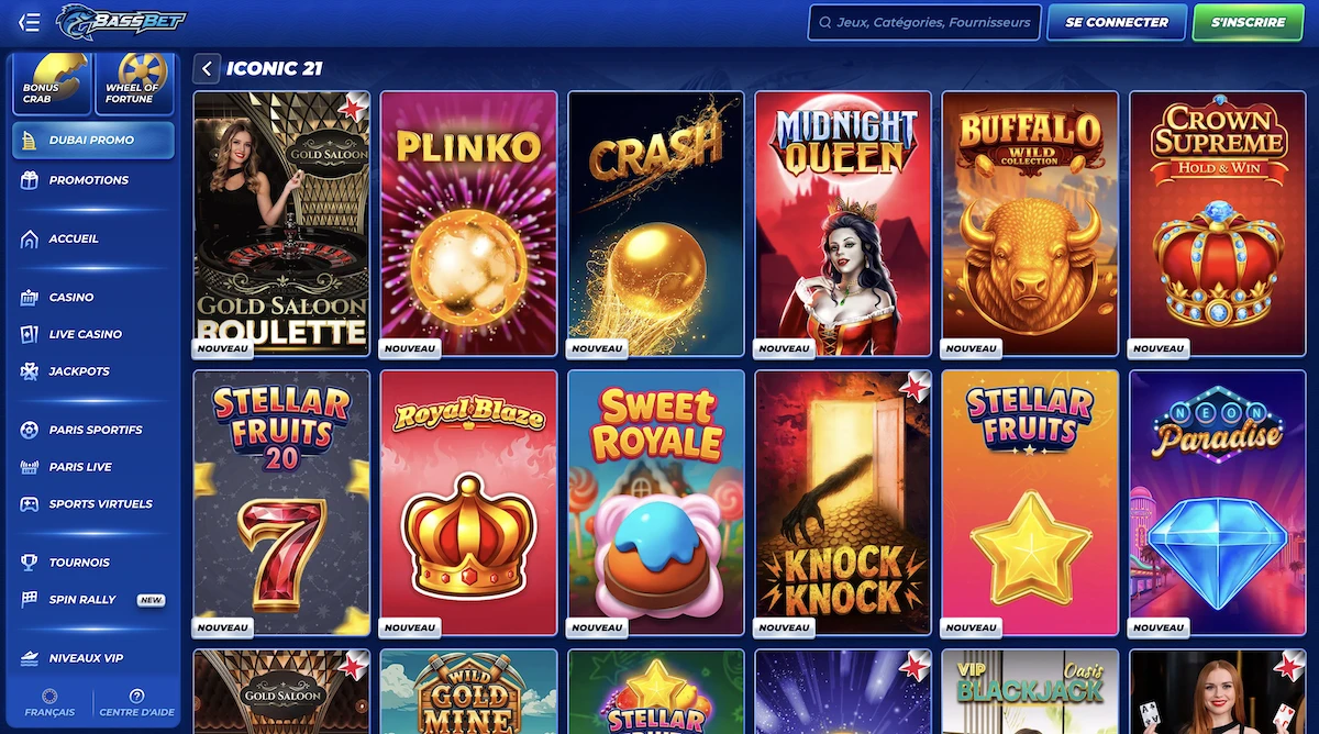 selection de jeux Iconic21 sur le casino en ligne BassBet