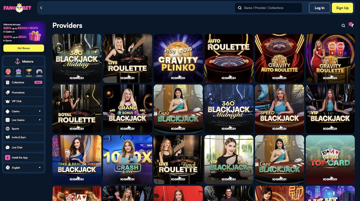 selection de jeux Iconic21 sur le casino en ligne FanoBet