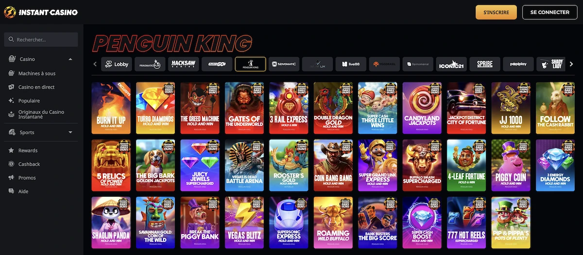 jeux du studio Penguin King sur le casino Instant Casino