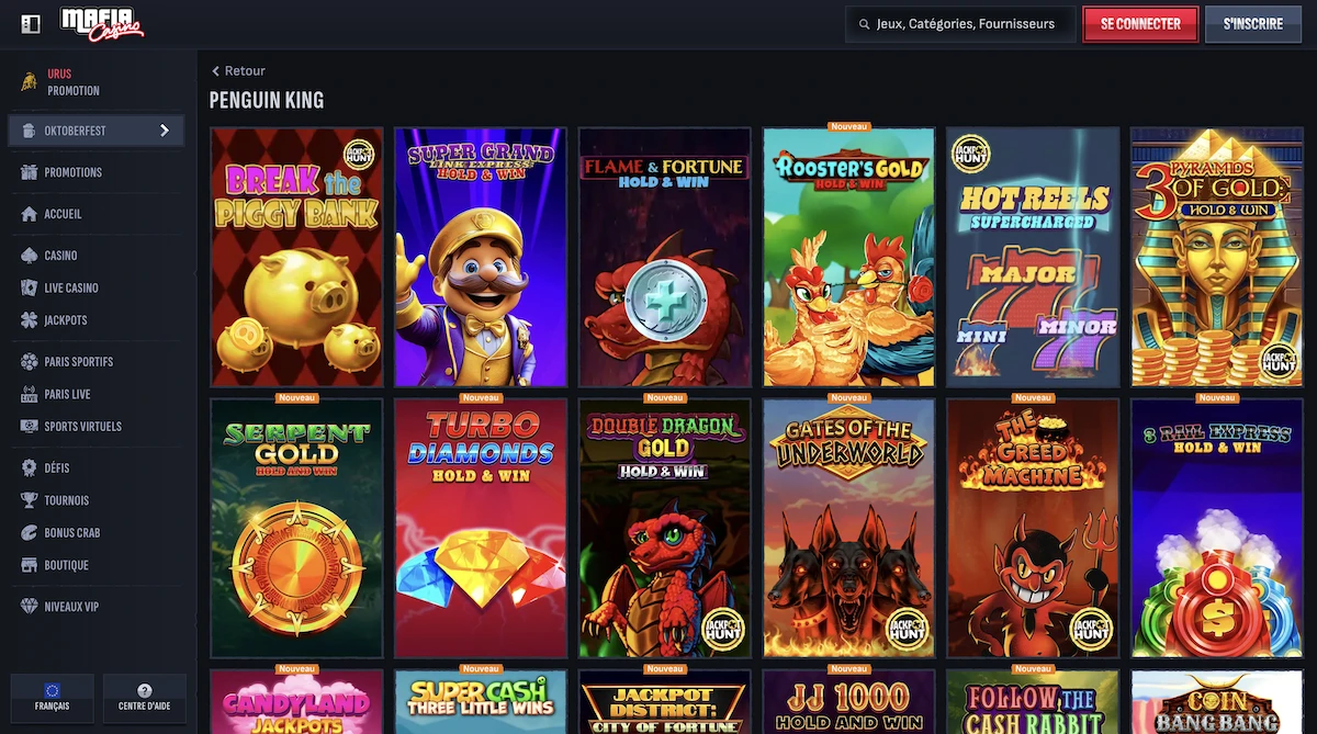 jeux du studio Penguin King sur le casino Mafia Casino