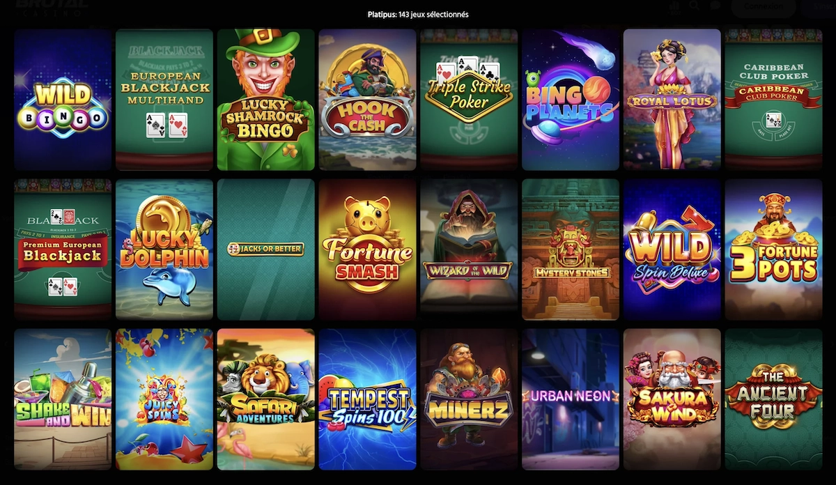 S&eacute;lection de jeux Platipus Gaming sur Brutal Casino