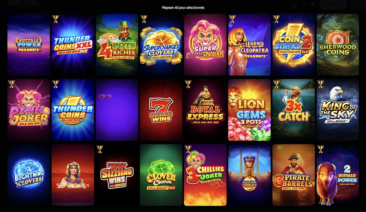 jeux du studio Playson sur le casino Brutal Casino