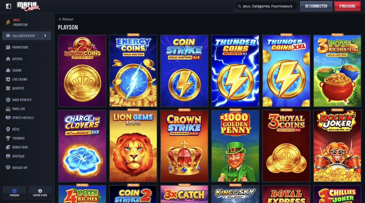 jeux du studio Playson sur le casino Mafia Casino