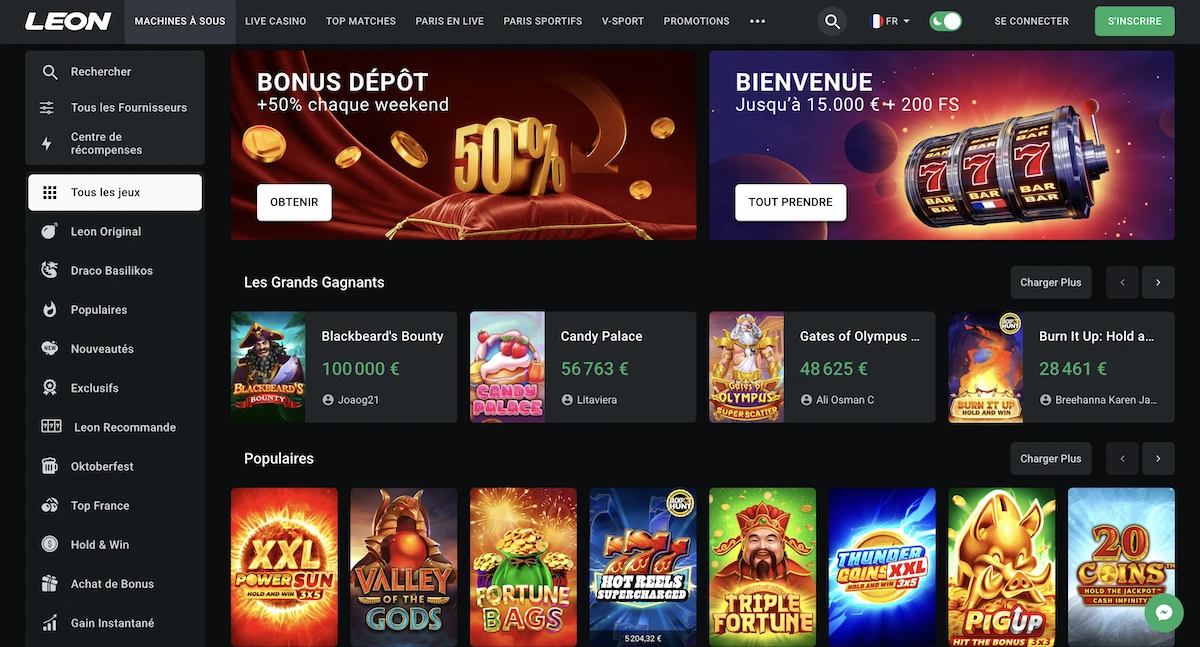 jeux du studio RelaxGaming sur le casino Leon Casino
