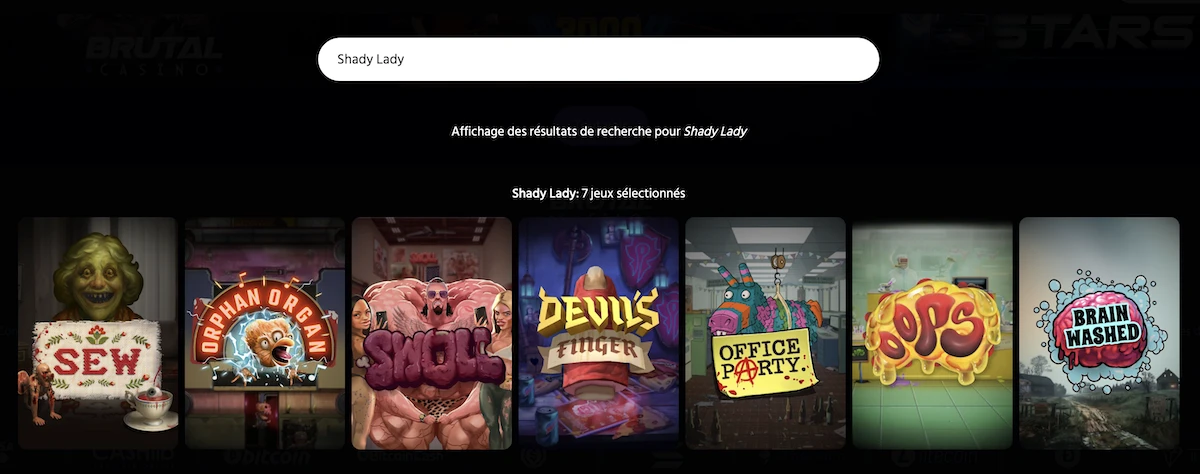 selection de jeux Shady Lady sur le casino en ligne Alexander Casino