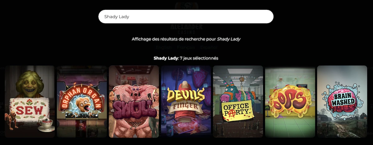 selection de jeux Shady Lady sur le casino en ligne Brutal Casino