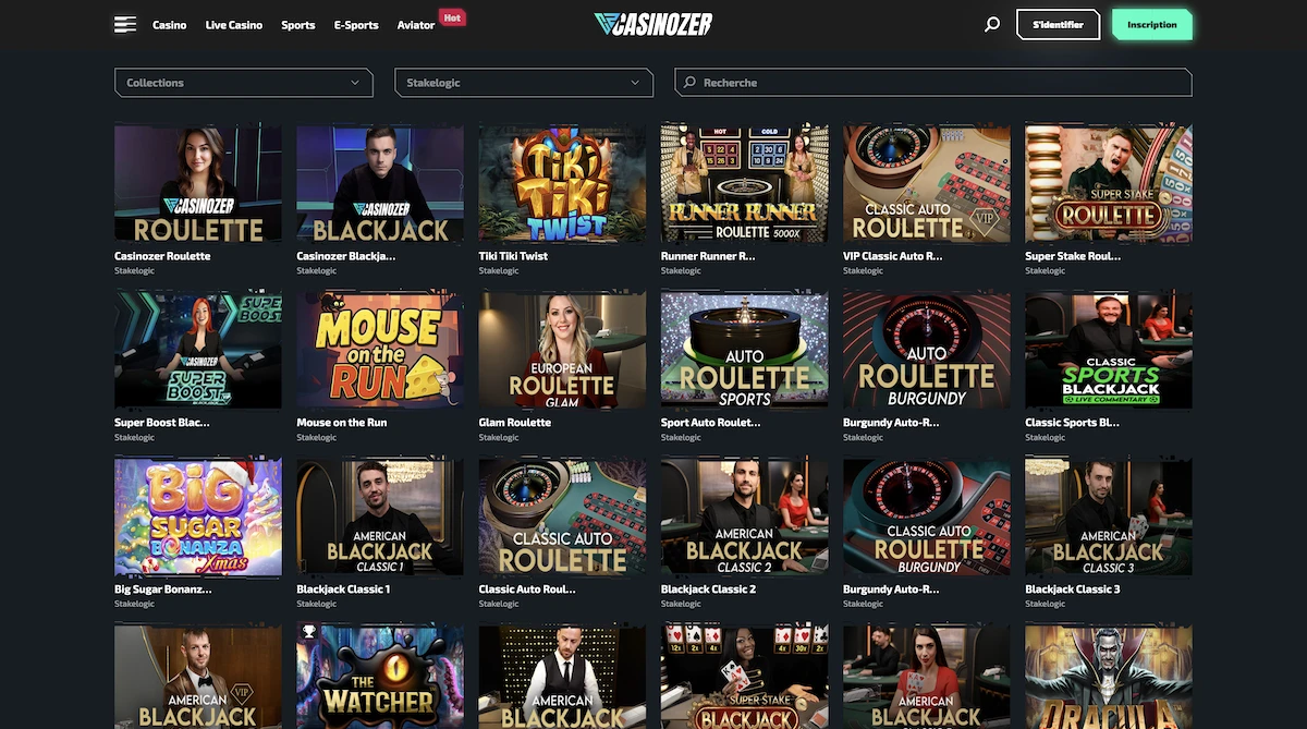 Selection de jeux Stakelogic sur le casino en ligne Casinozer