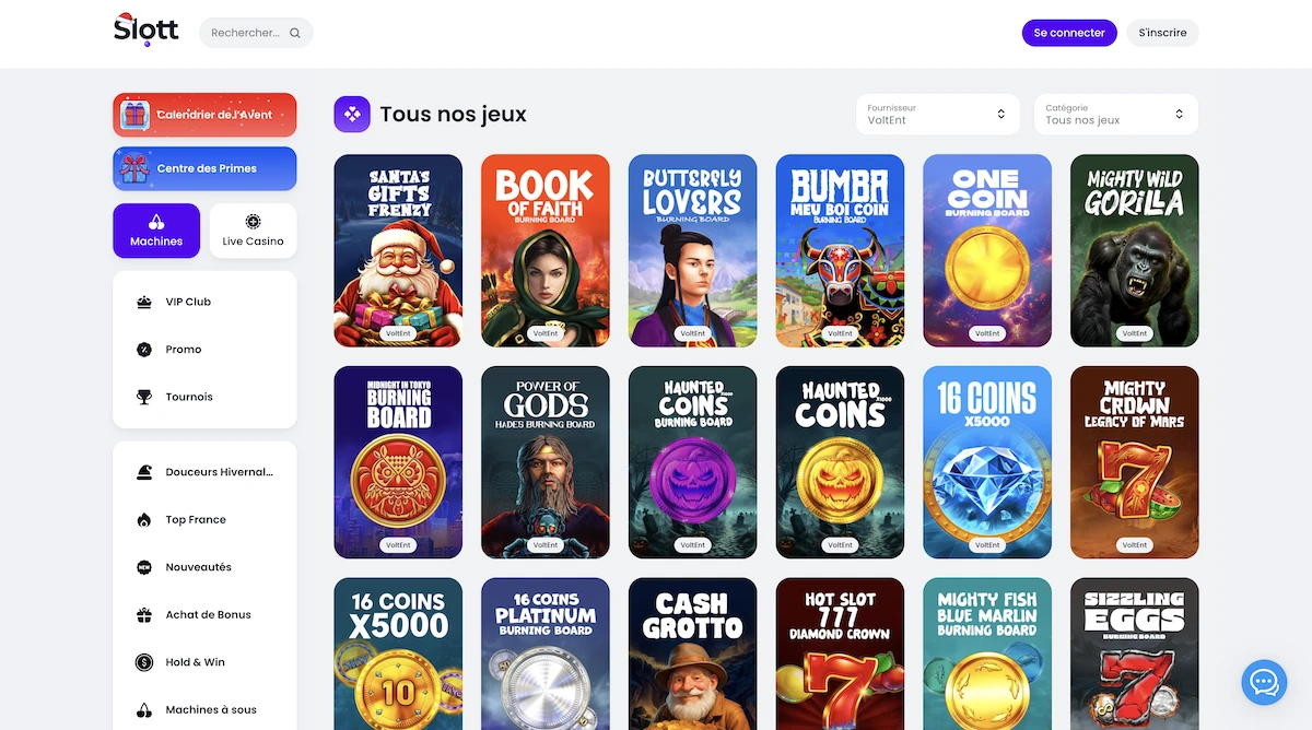 Selection de jeux VoltEnt sur le casino en ligne Slott Casino