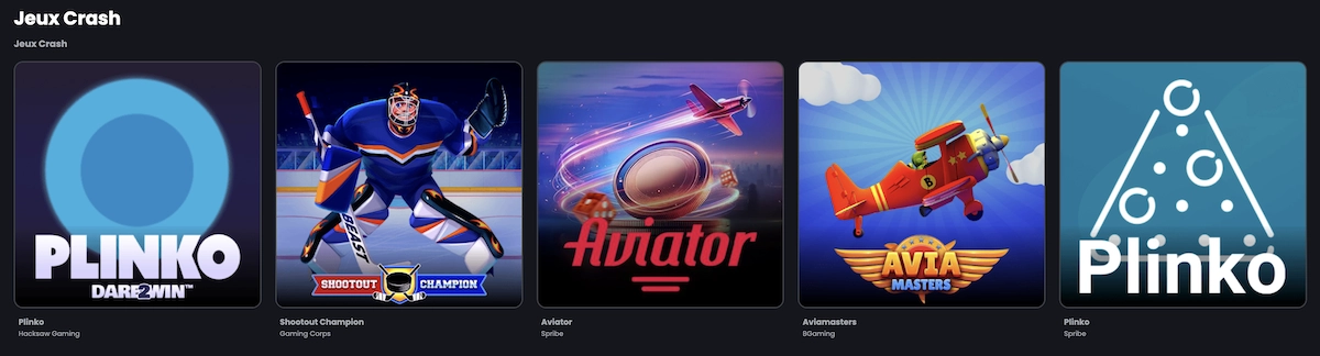 selection de jeux crash presente sur Casino Night