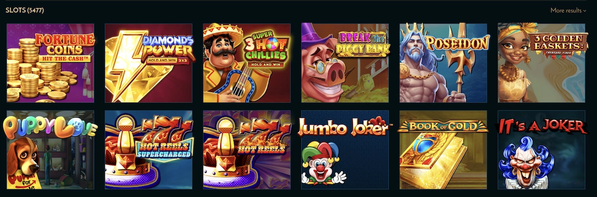 S&eacute;lection de machines &agrave; sous disponibles sur le casino Cheri