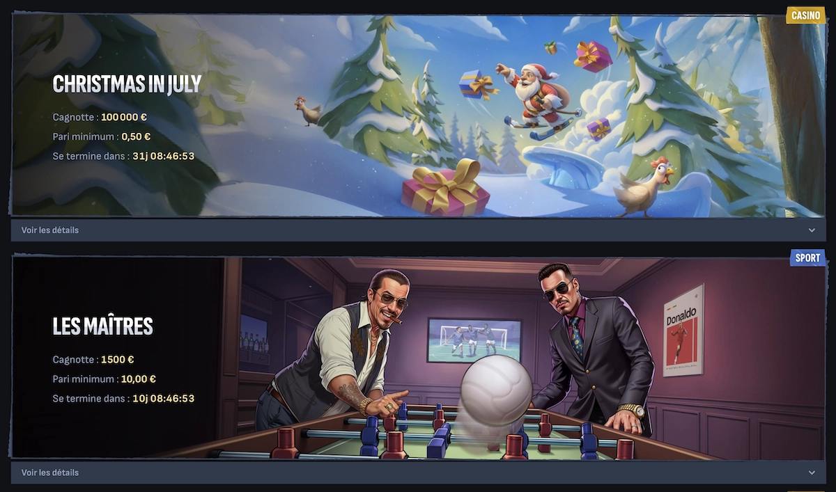 tournois en cours sur le site Mafia Casino