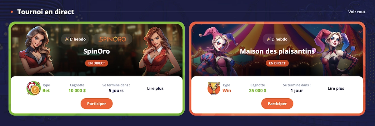 tournois sur les jeux de Vulkan Casino