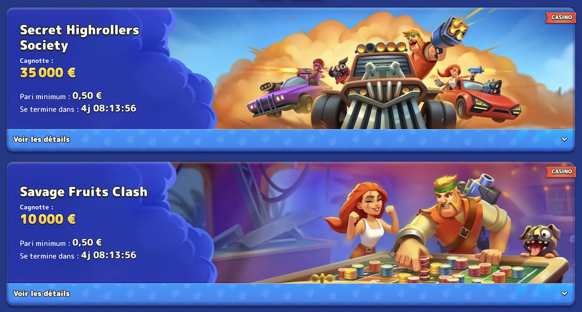 tournois de jeux sur le site de Pistolo Casino