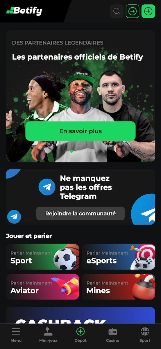 version mobile de Betify