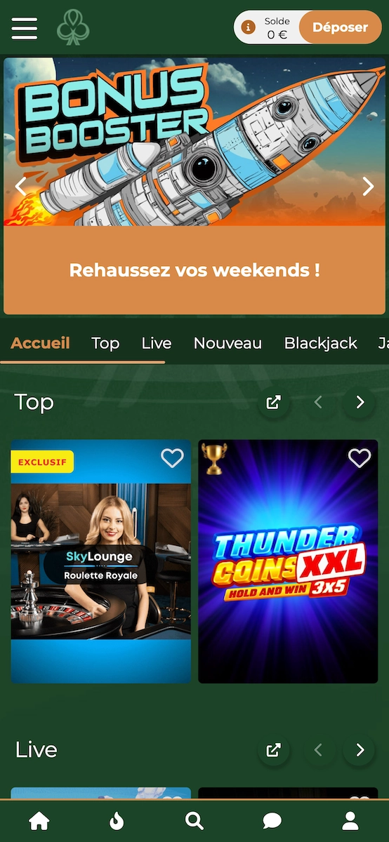 Version mobile du site Dublinbet montrant la navigation rapide vers les jeux, promotions et d&eacute;p&ocirc;ts.