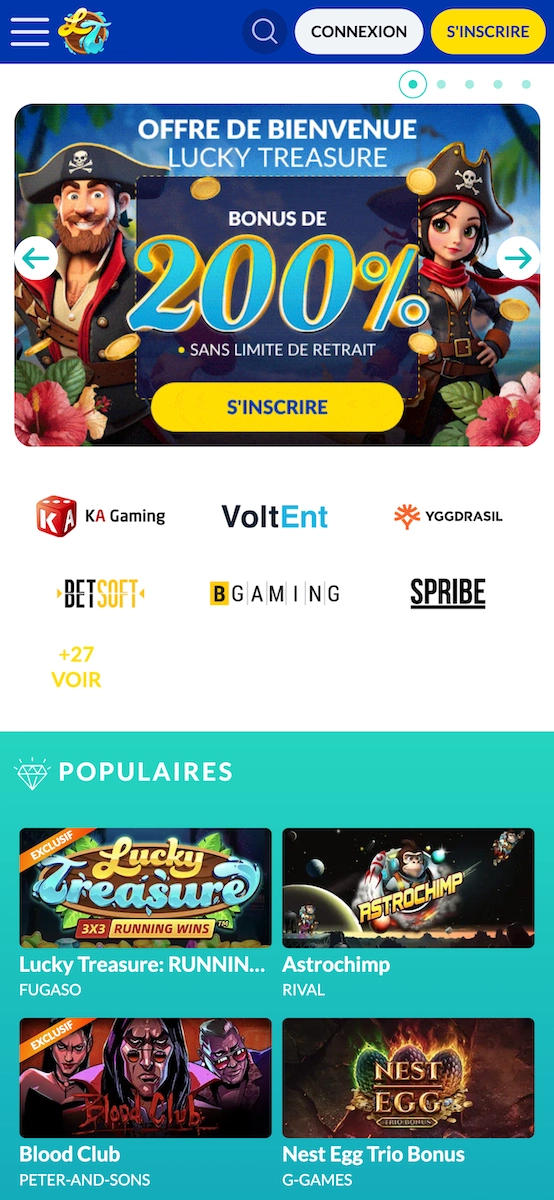 version mobile de Lucky Treasure casino