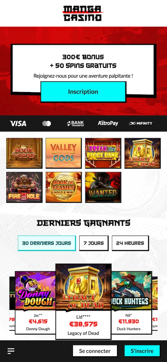 version mobile de Manga Casino