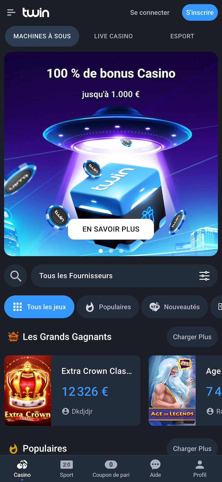 version mobile de Twin Casino